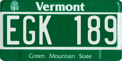 VT license plate EGK189