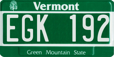 VT license plate EGK192