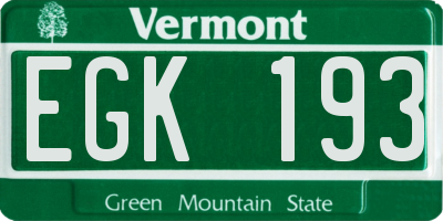 VT license plate EGK193
