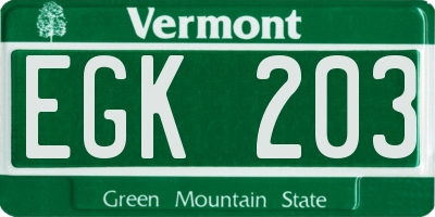 VT license plate EGK203