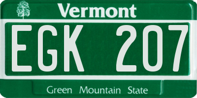 VT license plate EGK207