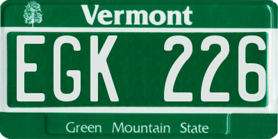VT license plate EGK226