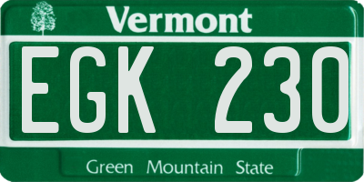 VT license plate EGK230