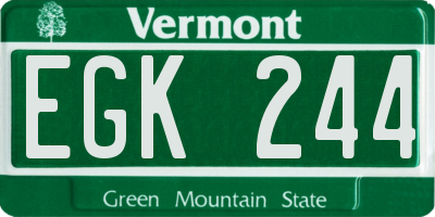 VT license plate EGK244