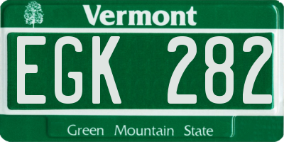 VT license plate EGK282