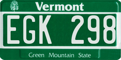 VT license plate EGK298