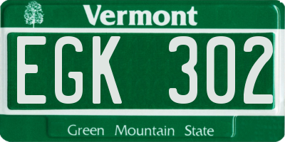 VT license plate EGK302
