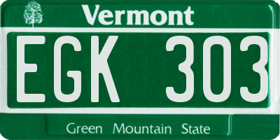 VT license plate EGK303