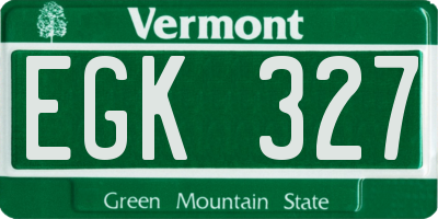VT license plate EGK327