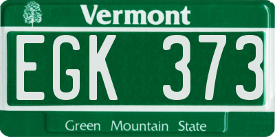 VT license plate EGK373