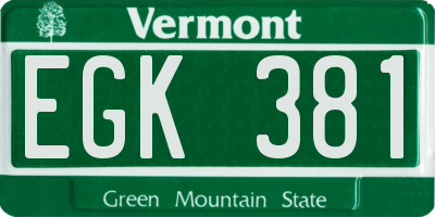 VT license plate EGK381