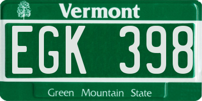 VT license plate EGK398