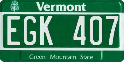 VT license plate EGK407