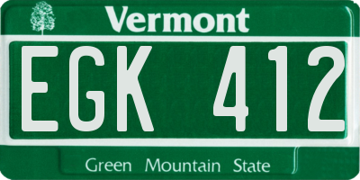 VT license plate EGK412