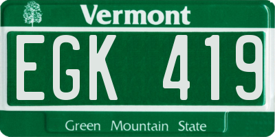 VT license plate EGK419