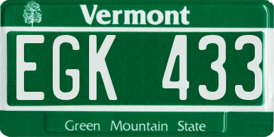 VT license plate EGK433