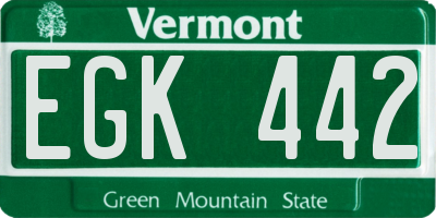 VT license plate EGK442