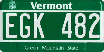 VT license plate EGK482