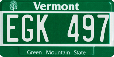 VT license plate EGK497