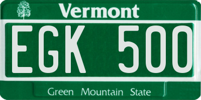 VT license plate EGK500