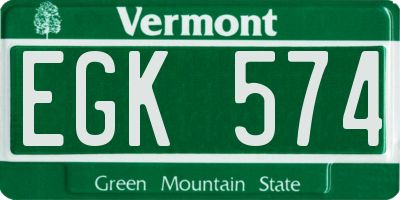 VT license plate EGK574