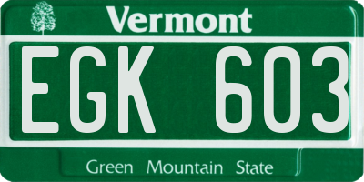 VT license plate EGK603