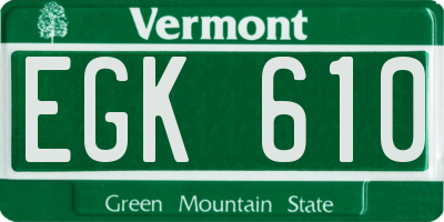 VT license plate EGK610