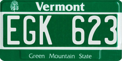 VT license plate EGK623