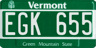 VT license plate EGK655