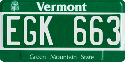 VT license plate EGK663