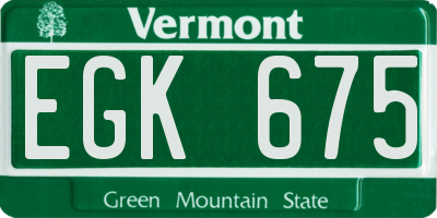 VT license plate EGK675