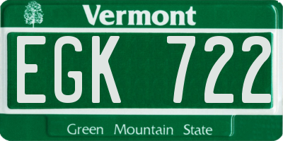 VT license plate EGK722