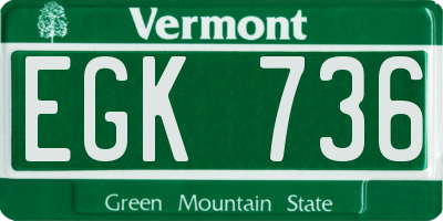 VT license plate EGK736