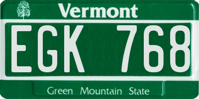 VT license plate EGK768