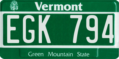 VT license plate EGK794