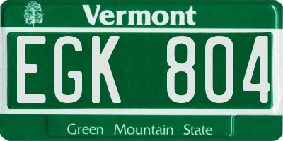 VT license plate EGK804