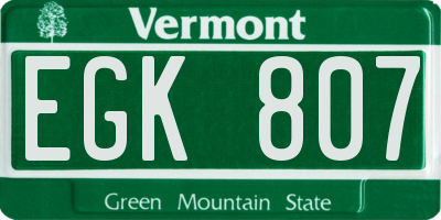 VT license plate EGK807