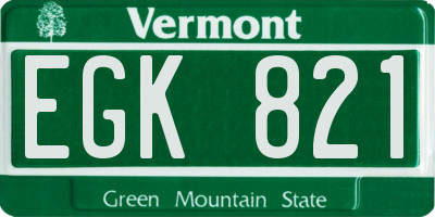 VT license plate EGK821