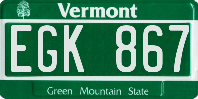 VT license plate EGK867