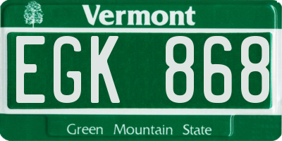 VT license plate EGK868