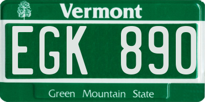 VT license plate EGK890