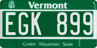 VT license plate EGK899