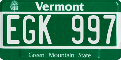 VT license plate EGK997