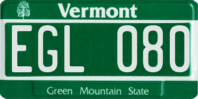 VT license plate EGL080