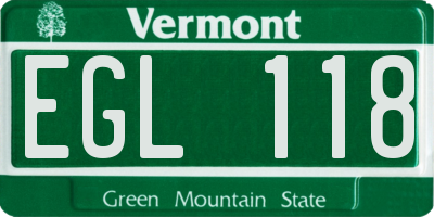 VT license plate EGL118