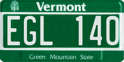 VT license plate EGL140