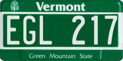 VT license plate EGL217