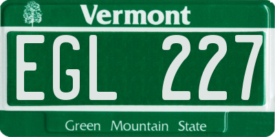 VT license plate EGL227