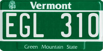 VT license plate EGL310