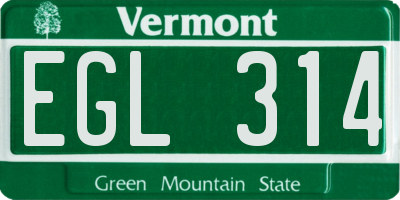 VT license plate EGL314